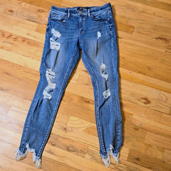 Express Ankle Legging Mid Rise Jeans size 6 Distressed and Destroyed - Picture 1 of 4
